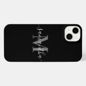 Schwarz-Minimalistisch-Monogramm iPhone Hülle (Rückseite (Horizontal))