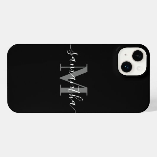 Schwarz-Minimalistisch-Monogramm iPhone Hülle (Rückseite (Horizontal))