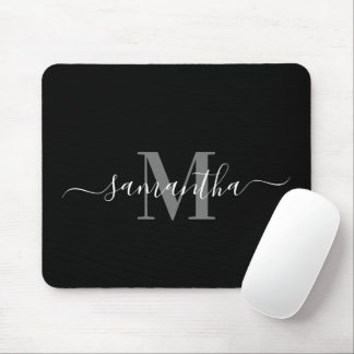 Schwarz-Minimalistisch-Monogramm Mousepad