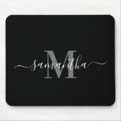 Schwarz-Minimalistisch-Monogramm Mousepad (Vorne)