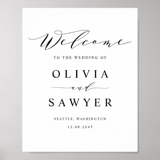 Schwarz-Minimalistisch-Script-Hochzeit Poster (Vorne)