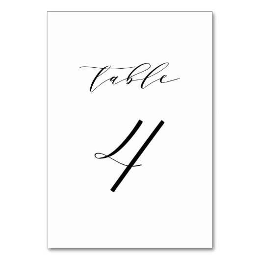 Schwarz-Minimalistisch-Script-Hochzeit Tischnummer (Vorderseite)
