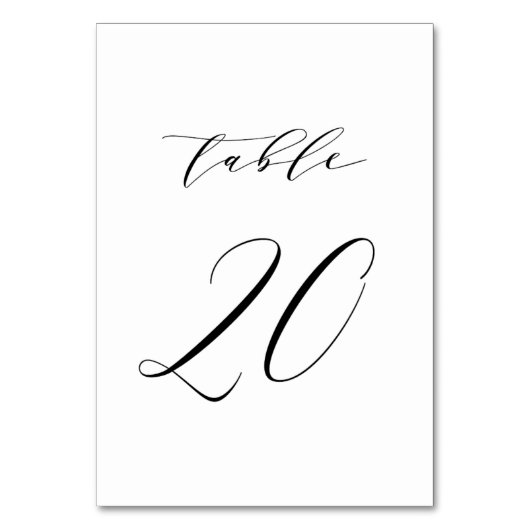 Schwarz-Minimalistisch-Script-Hochzeit Tischnummer (Rückseite)