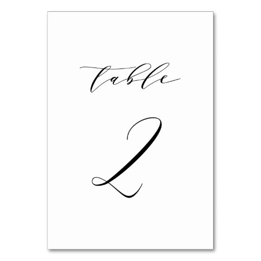 Schwarz-Minimalistisch-Script-Hochzeit Tischnummer (Rückseite)