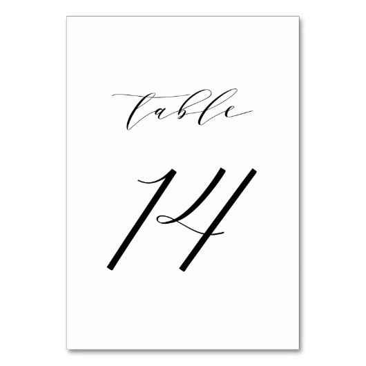 Schwarz-Minimalistisch-Script-Hochzeit-Tischnummer Tischnummer (Rückseite)