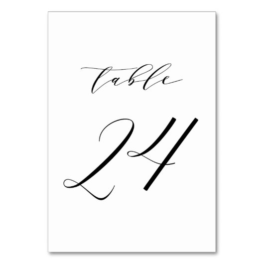 Schwarz-Minimalistisch-Script-Hochzeit-Tischnummer Tischnummer (Rückseite)
