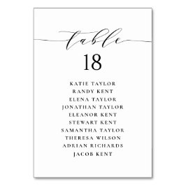 Schwarz-Minimalistisch-Script-Hochzeitsplan Tischnummer