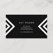 Schwarz-Minimalistisch-Weiß-Zickzack Geometrie Visitenkarte (Rückseite)
