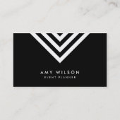 Schwarz-Minimalistisch-Weiß-Zickzack Geometrie Visitenkarte (Vorderseite)