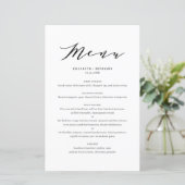 Schwarz-Minimalistische Dainty-Script-Hochzeitkart (Stehend Vorderseite)