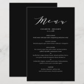 Schwarz-Minimalistische Dainty-Script-Hochzeitkart (Vorne/Hinten)