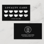 Schwarz | Minimalistischer Café-Café-Shop Treuekarte (Vorne/Hinten)