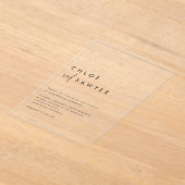 Schwarz Minimalistisches handgeschriebenes Skript  Acryleinladungen (Ablage )