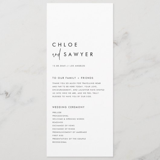 Schwarz Minimalistisches handgeschriebenes Skript Programm (Vorderseite)