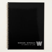 SCHWARZ Minimalistisches Monogramm-Initial CORPORA Planer (Vorderseite)
