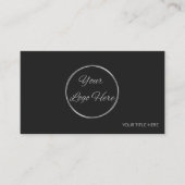 Schwarz minimalmodern mit Logo Visitenkarte (Vorderseite)