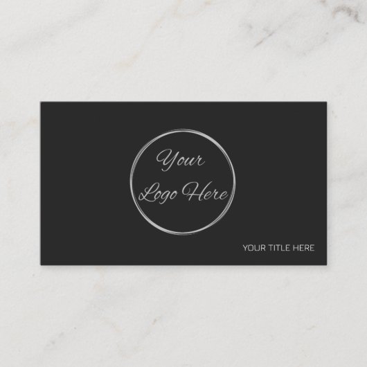Schwarz minimalmodern mit Logo Visitenkarte (Vorderseite)