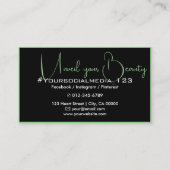 Schwarz-Minze-grüne dünne Foto-Bildvorlage Visitenkarte (Rückseite)