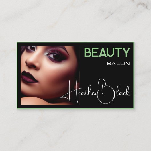 Schwarz-Minze-grüne dünne Foto-Bildvorlage Visitenkarte (Vorderseite)