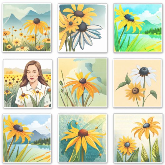 Schwarz-mit Augen Scrapbook-Blume für Wasserfarben Aufkleber (Vorderseite)