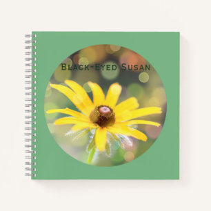 Schwarz-Mit Augen Susan-Blume auf Dunkelmeergrün Notizblock