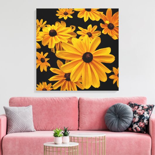 Schwarz-mit Augen Susan Blume Blumenkanvas drucken Leinwanddruck (Insitu (Wohnzimmer))