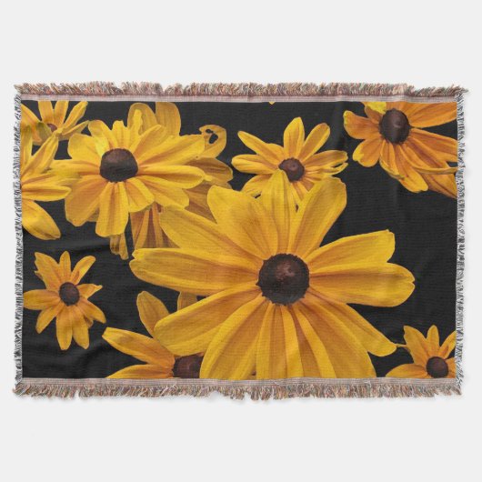 Schwarz-mit Augen Susan-Blume Blumenwirbelleder Decke (Vorderseite)