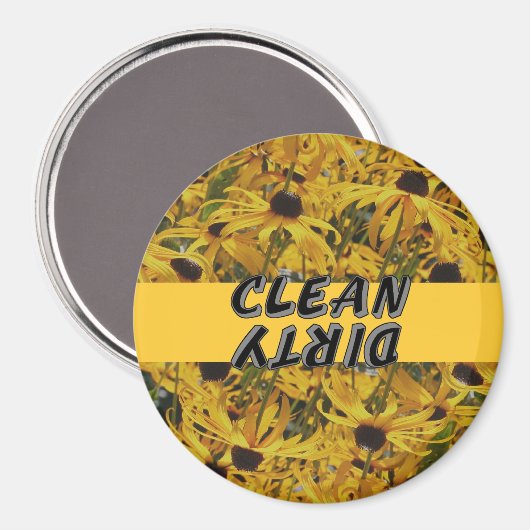 Schwarz Mit Augen Susan Blume Geschirrspülmaschine Magnet (Vorderseite/Rückseite)