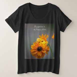 Schwarz-mit Augen Susan-Blume Große Größe T-Shirt
