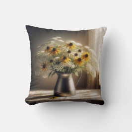 Schwarz-mit Augen Susan Bouquet an der Spitze Kissen