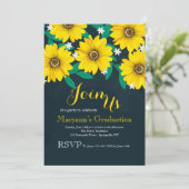 Schwarz-mit Augen Susan Daisies Einladung (Stehend Vorderseite)