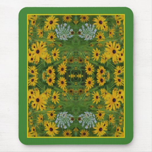Schwarz Mit Augen Susan Daisy Blume Malerei Abstra Mousepad (Vorne)