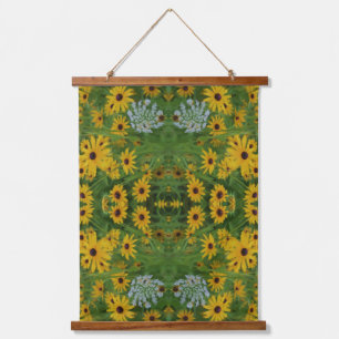 Schwarz Mit Augen Susan Daisy Blume Malerei Abstra Wandteppich Mit Holzrahmen