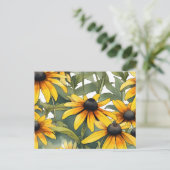 Schwarz-Mit Augen Susan Floral Postkarte (Stehend Vorderseite)