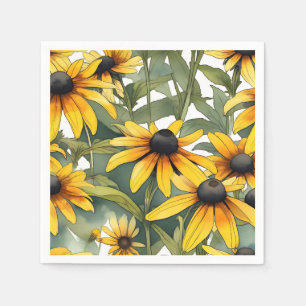 Schwarz-Mit Augen Susan Floral Serviette