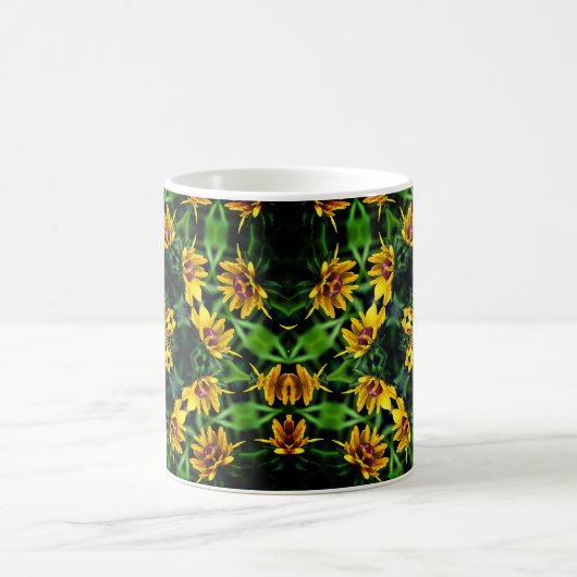 Schwarz-Mit Augen Susan Kaleidoskop Blume Art Kaffeetasse (Mittel)