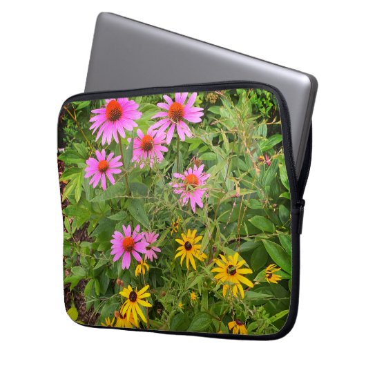 Schwarz-mit Augen Susan Laptopschutzhülle (Vorderseite Links)