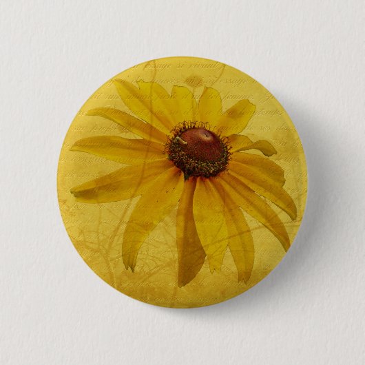 Schwarz-Mit Augen Susan-Wildblume Button (Vorderseite)