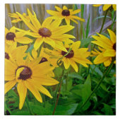 Schwarz-Mit Augen Susan-Wildblumen Fliese (Vorderseite)