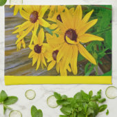Schwarz-Mit Augen Susan-Wildblumen Handtuch (Gefaltet)