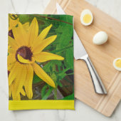 Schwarz-Mit Augen Susan-Wildblumen Handtuch (Viertel Falte)