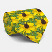 Schwarz-Mit Augen Susan-Wildblumen Krawatte (Gerollt)