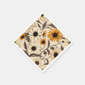 Schwarz-Mit Augen Susans auf hellbraun Serviette (Ecke)