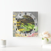Schwarz-Mit Augen Susans von Koi Pond Quadratische Wanduhr (Zuhause)