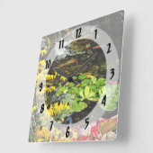 Schwarz-Mit Augen Susans von Koi Pond Quadratische Wanduhr (Winkel)