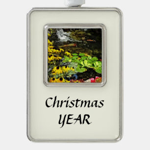 Schwarz-Mit Augen Susans von Koi Pond Rahmen-Ornament Silber