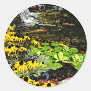 Schwarz-Mit Augen Susans von Koi Pond Runder Aufkleber