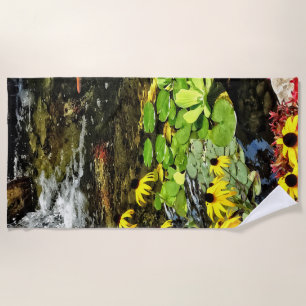 Schwarz-Mit Augen Susans von Koi Pond Strandtuch