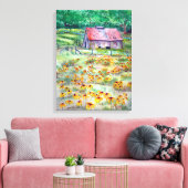 Schwarz-Mit Augen Susans Wildblume Barn Watercolor Leinwanddruck (Insitu (Wohnzimmer))