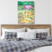 Schwarz-Mit Augen Susans Wildblume Barn Watercolor Leinwanddruck (Insitu (Schlafzimmer))